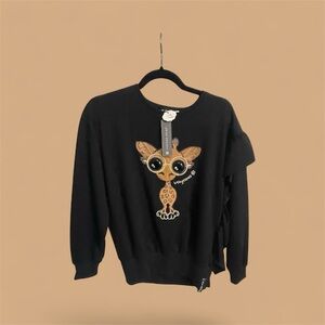 Giraffe women's cotton black sweatshirt - European designer